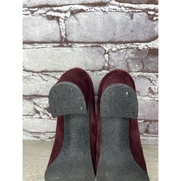 David Aaron Burgundy Maroon Suede Leather Round High Heels Women Sz 6.5M US/37EU - Picture 9 of 16